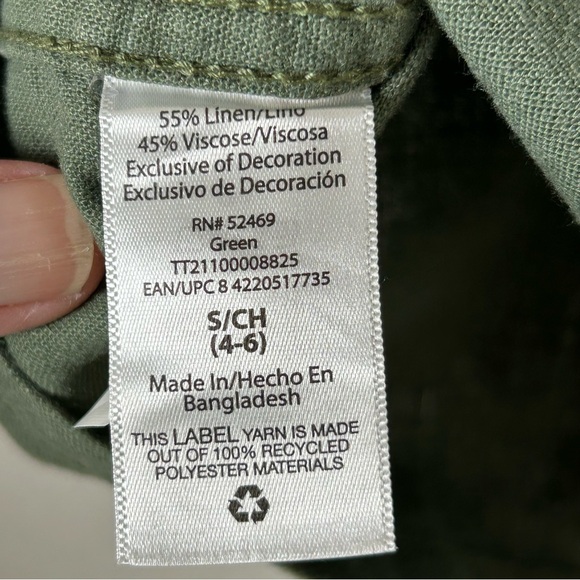 Time and Tru Women’s Sz S linen/viscose boxy military epaulet light jacket - Picture 8 of 8